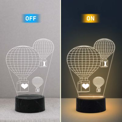 3D Illusion I love U air Balloon Acrylic Led Night lamp Warm White Colour  Kids Room Decor Light